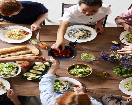 family sharing a simple homemade dinner